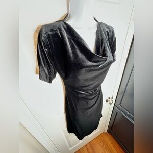 BCBG Maxazria Women’s XXS Black Velvet Short Sleeve Bodycon Dress 0 Goth